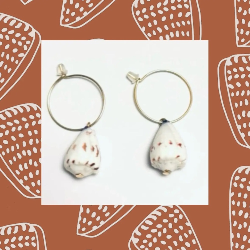 Brown Cone Shell Gold Earrings NWT!